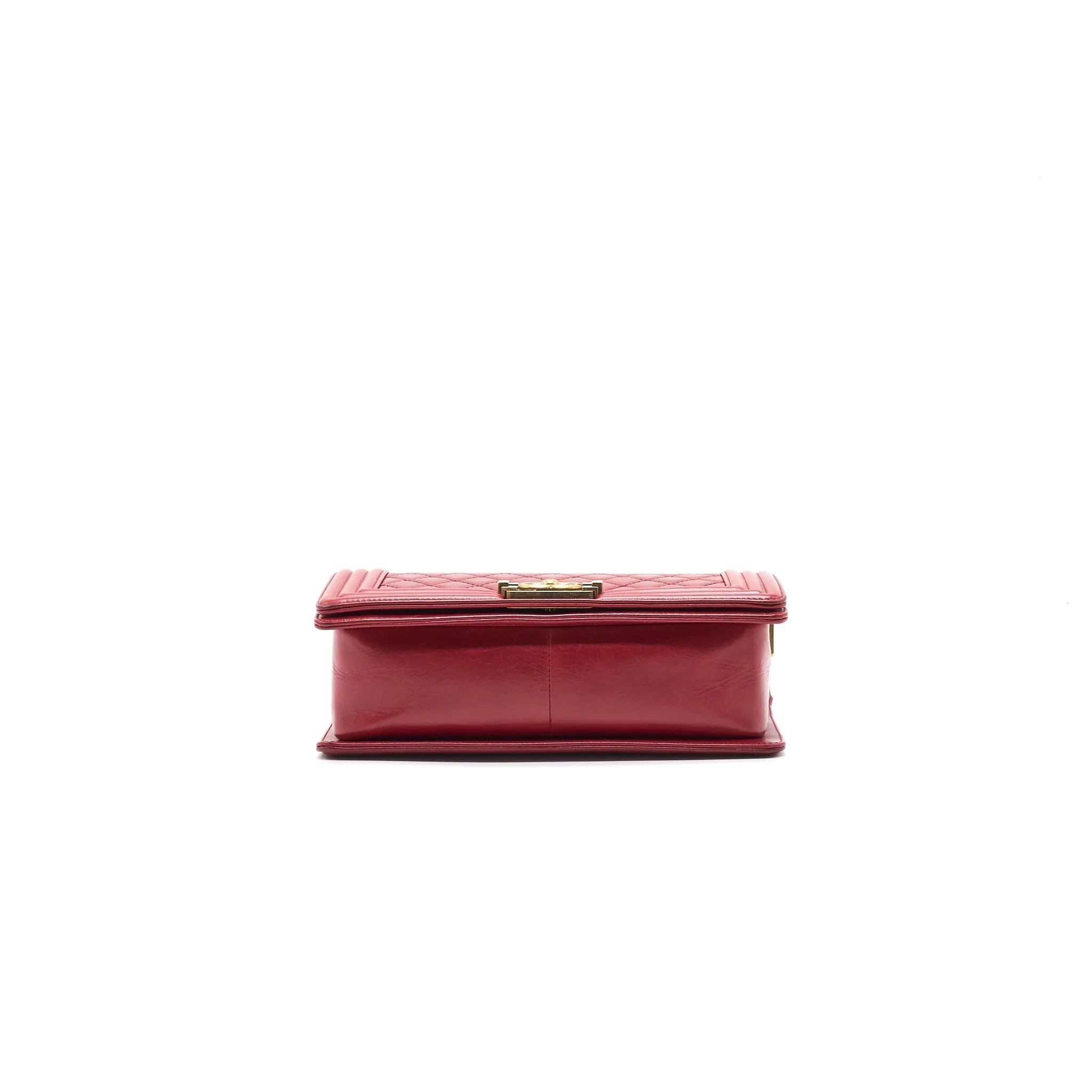 CHANEL Glazed Calfskin Medium LeBoy In Red Gold Hardware