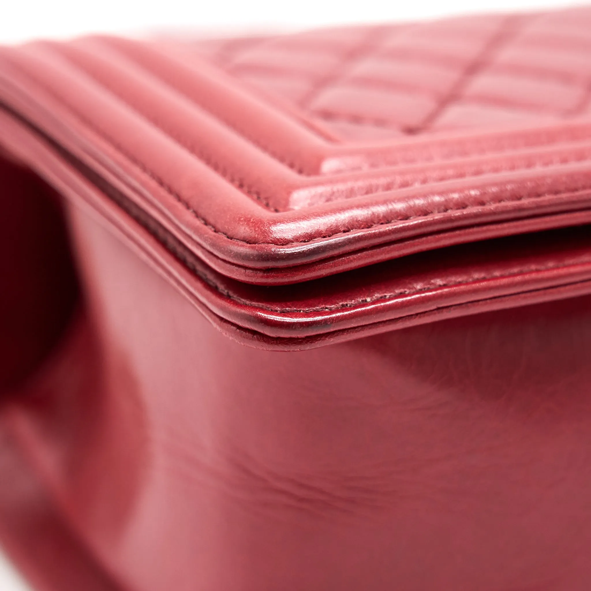 CHANEL Glazed Calfskin Medium LeBoy In Red Gold Hardware