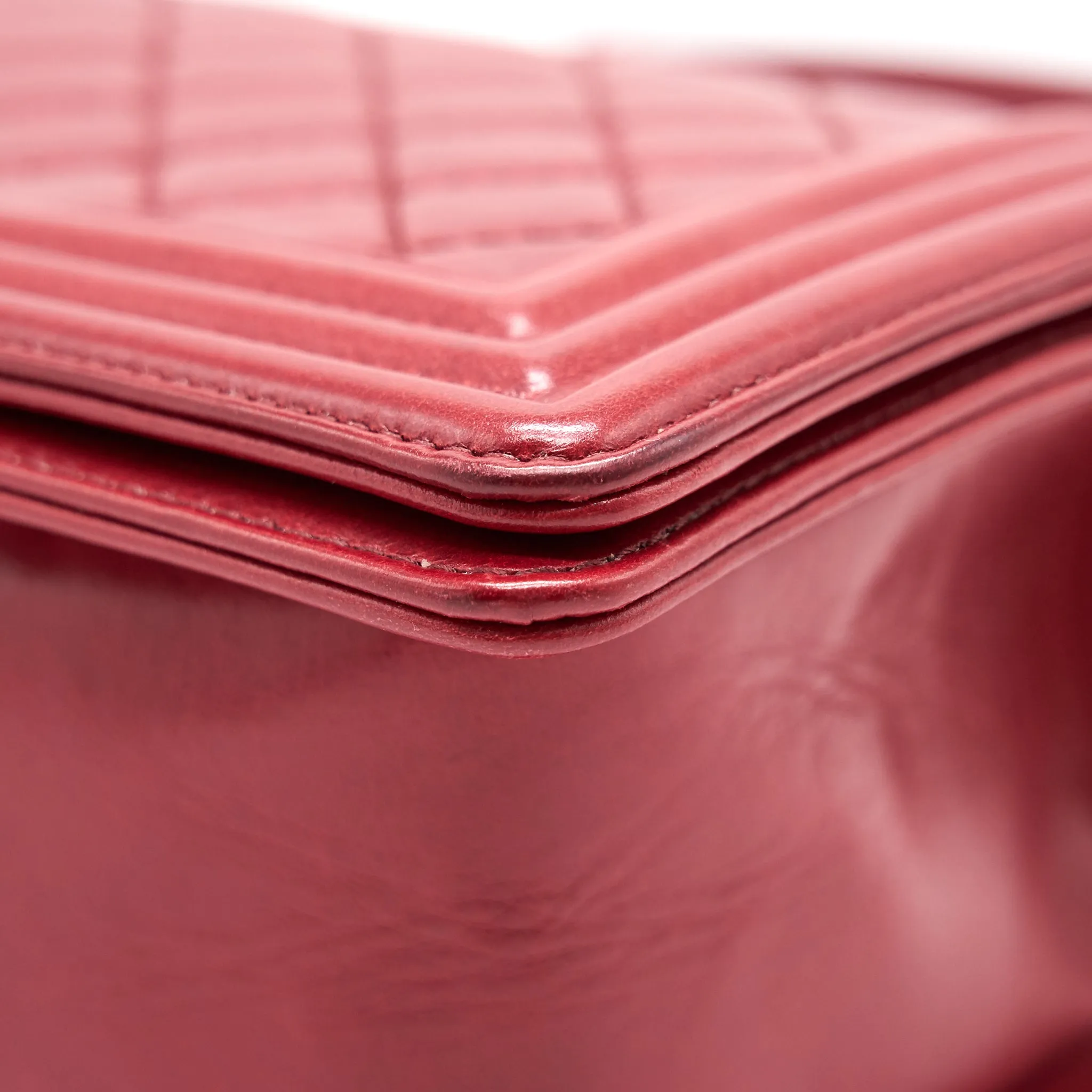 CHANEL Glazed Calfskin Medium LeBoy In Red Gold Hardware