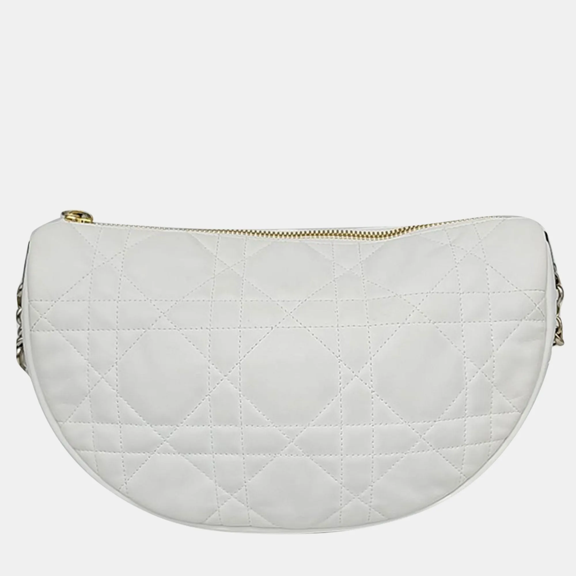 Christian White/Black Cannage Leather Medium Vibe Hobo
