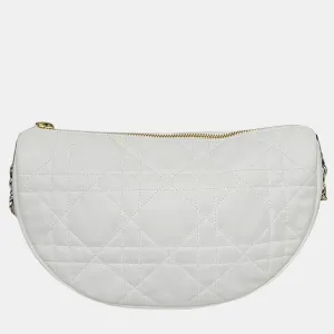 Christian White/Black Cannage Leather Medium Vibe Hobo
