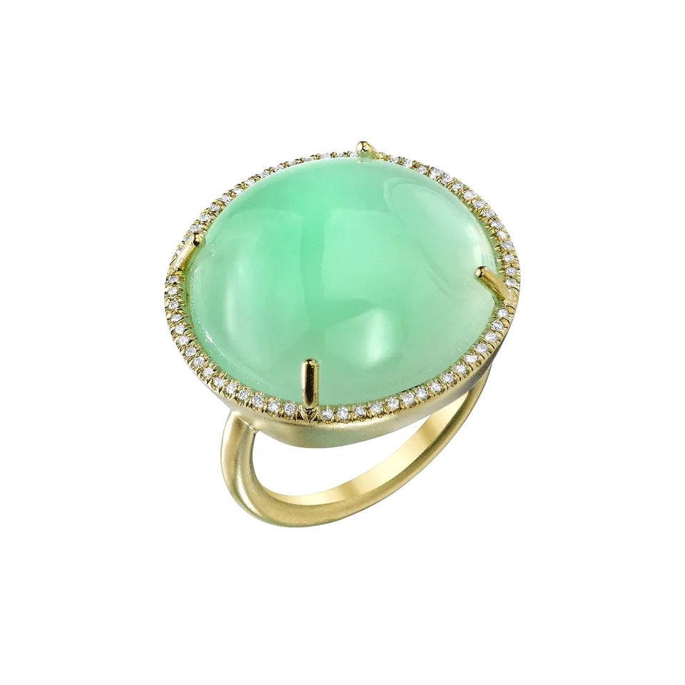 Chrysoprase and Diamond Ring