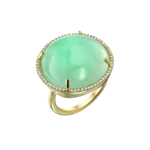 Chrysoprase and Diamond Ring