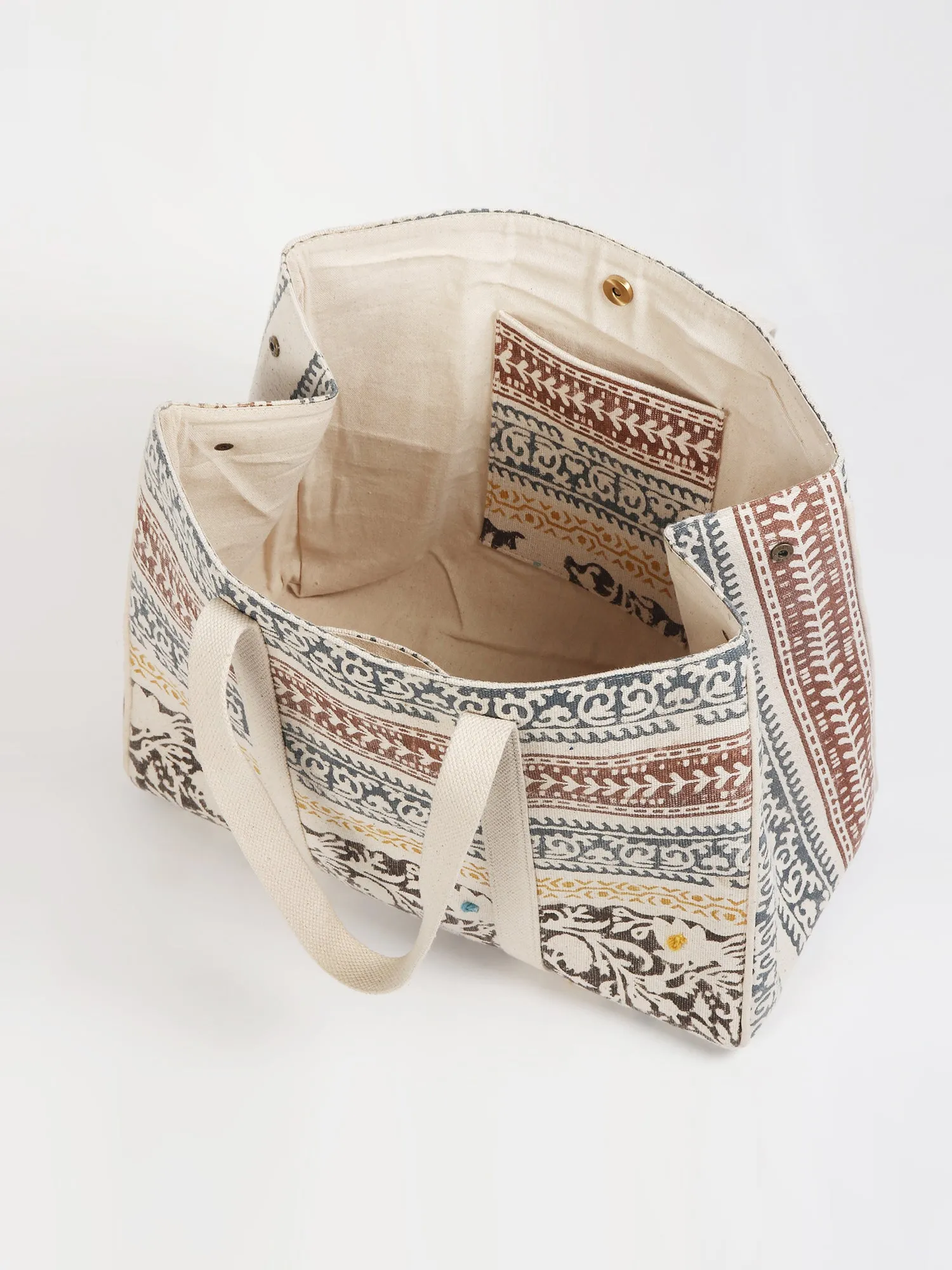 DIKT - HAND BLOCK COTTON PRINTED TOTE BAG