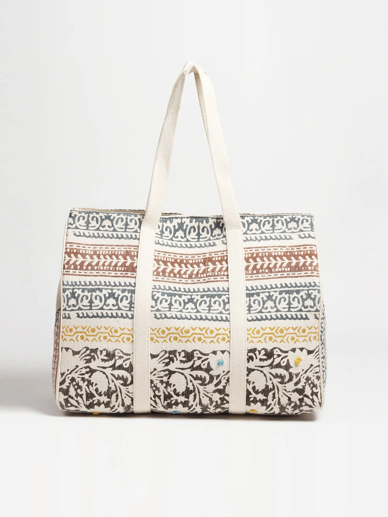 DIKT - HAND BLOCK COTTON PRINTED TOTE BAG