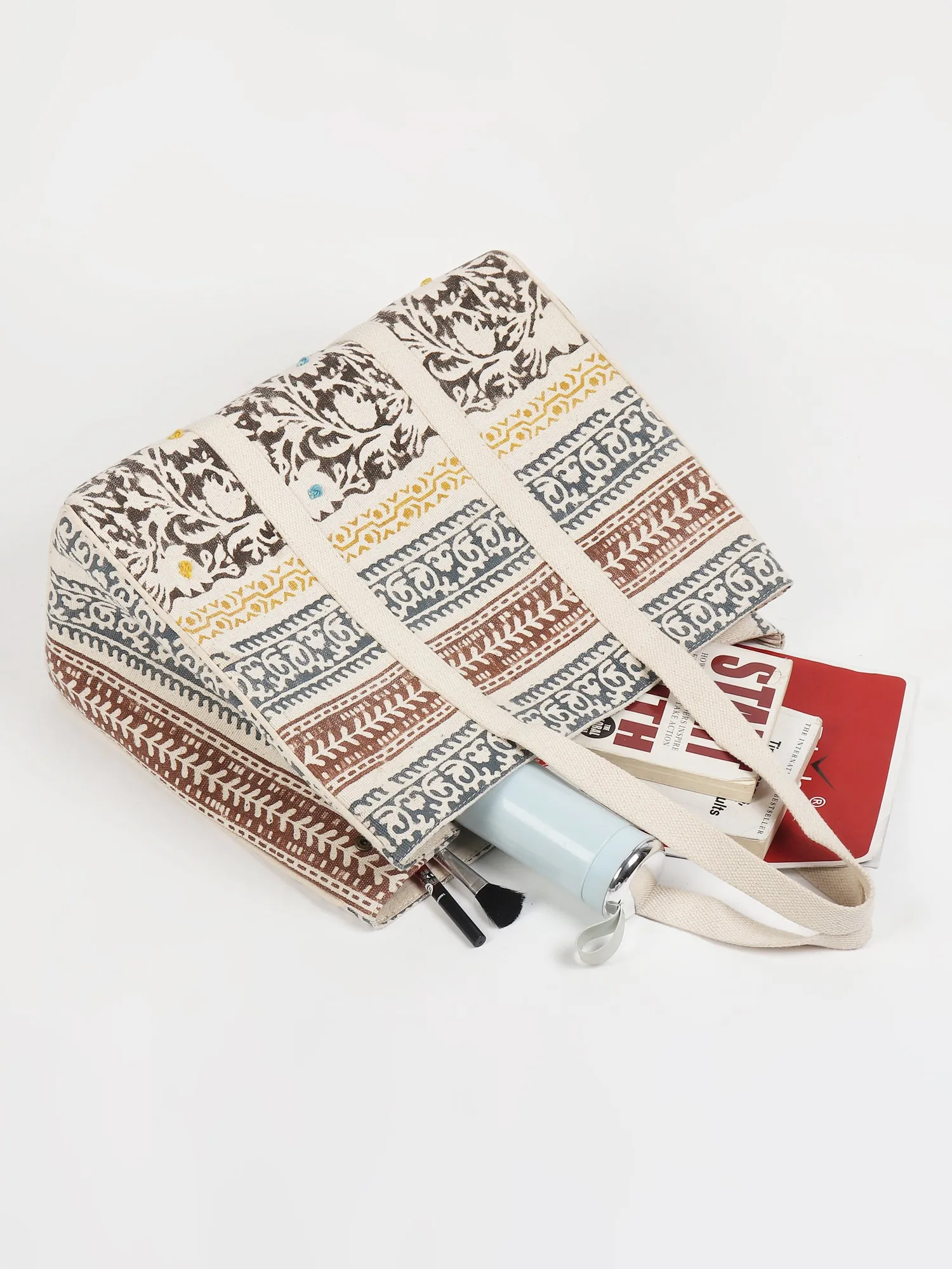 DIKT - HAND BLOCK COTTON PRINTED TOTE BAG