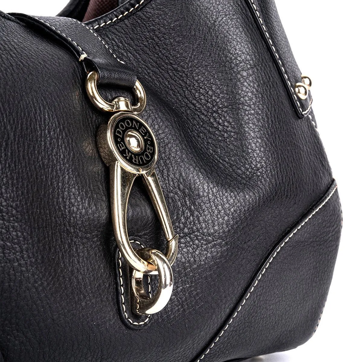 Dooney & Bourke Logo Hook Tote Bags Leather Black Colour For Women