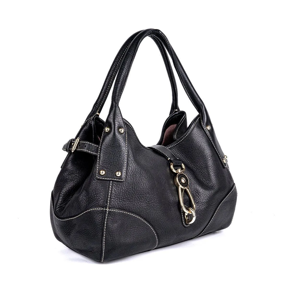 Dooney & Bourke Logo Hook Tote Bags Leather Black Colour For Women
