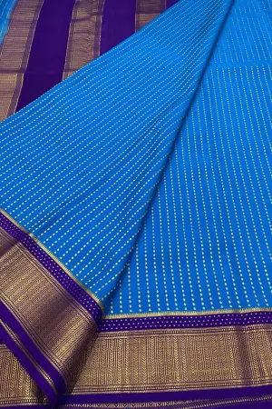 Elegant Blue Mysore Silk Saree - Handloom Crepe Silk