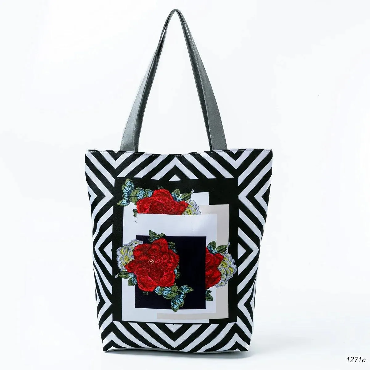 Floral Printed Large Capacity Canvas Tote