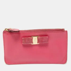 Fuchsia Leather Bow Zip Coin Purse