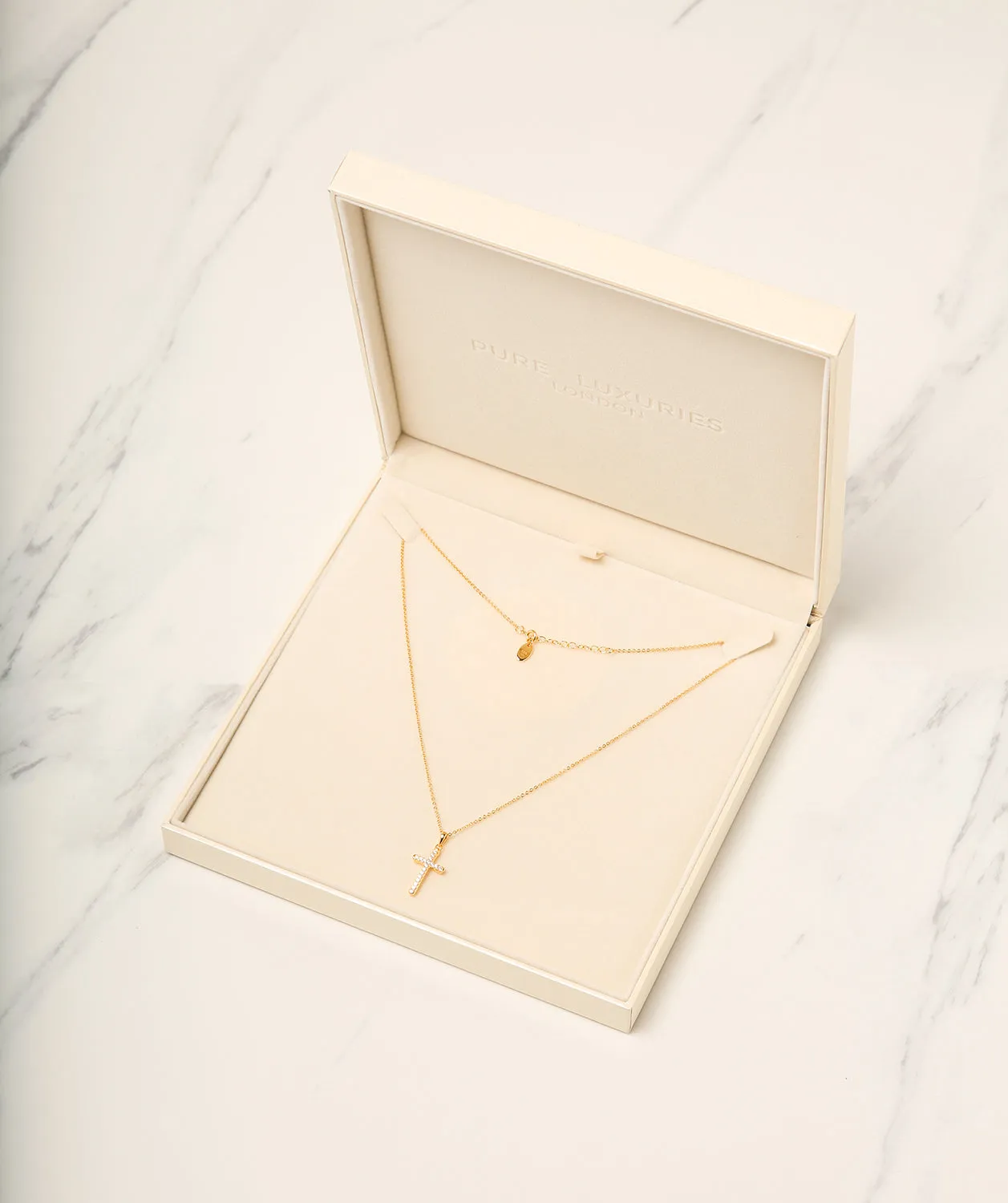 Gift Packaged 'Cordoba' 18ct Yellow Gold Plated 925 Silver & Cubic Zirconia Cross Pendant Necklace