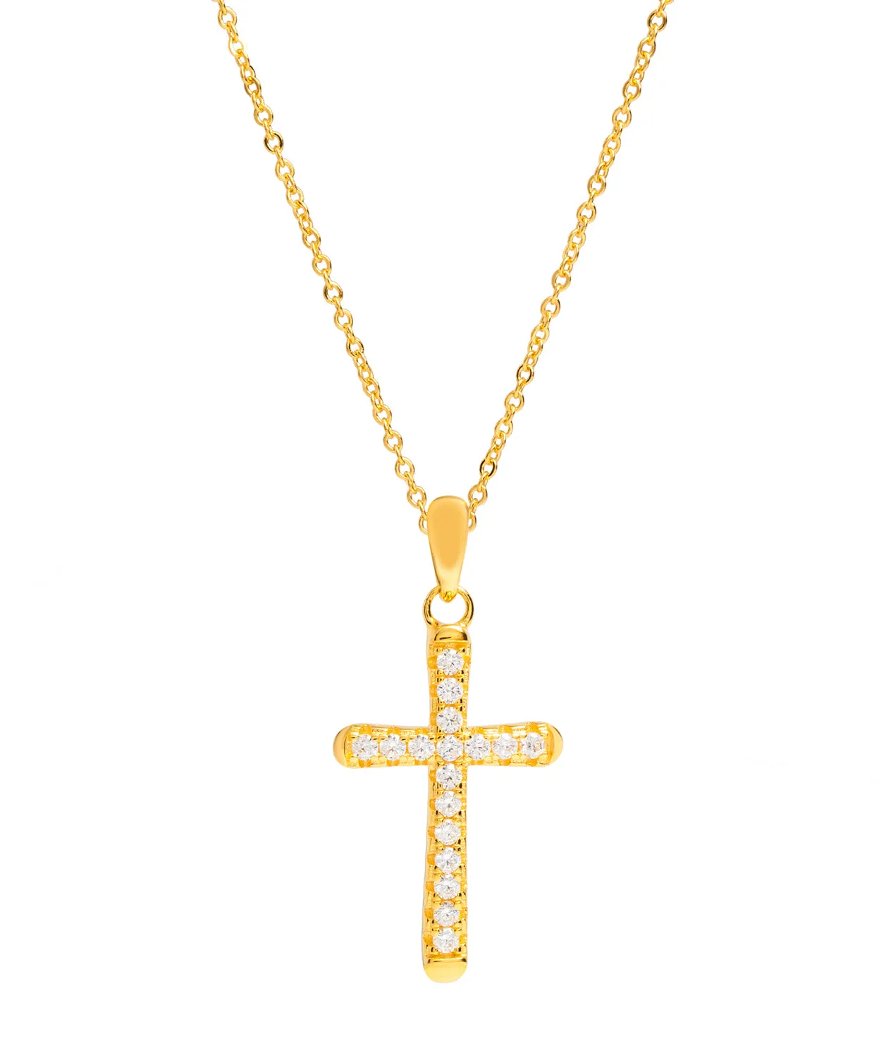 Gift Packaged 'Cordoba' 18ct Yellow Gold Plated 925 Silver & Cubic Zirconia Cross Pendant Necklace