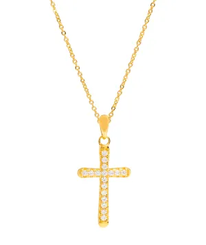 Gift Packaged 'Cordoba' 18ct Yellow Gold Plated 925 Silver & Cubic Zirconia Cross Pendant Necklace