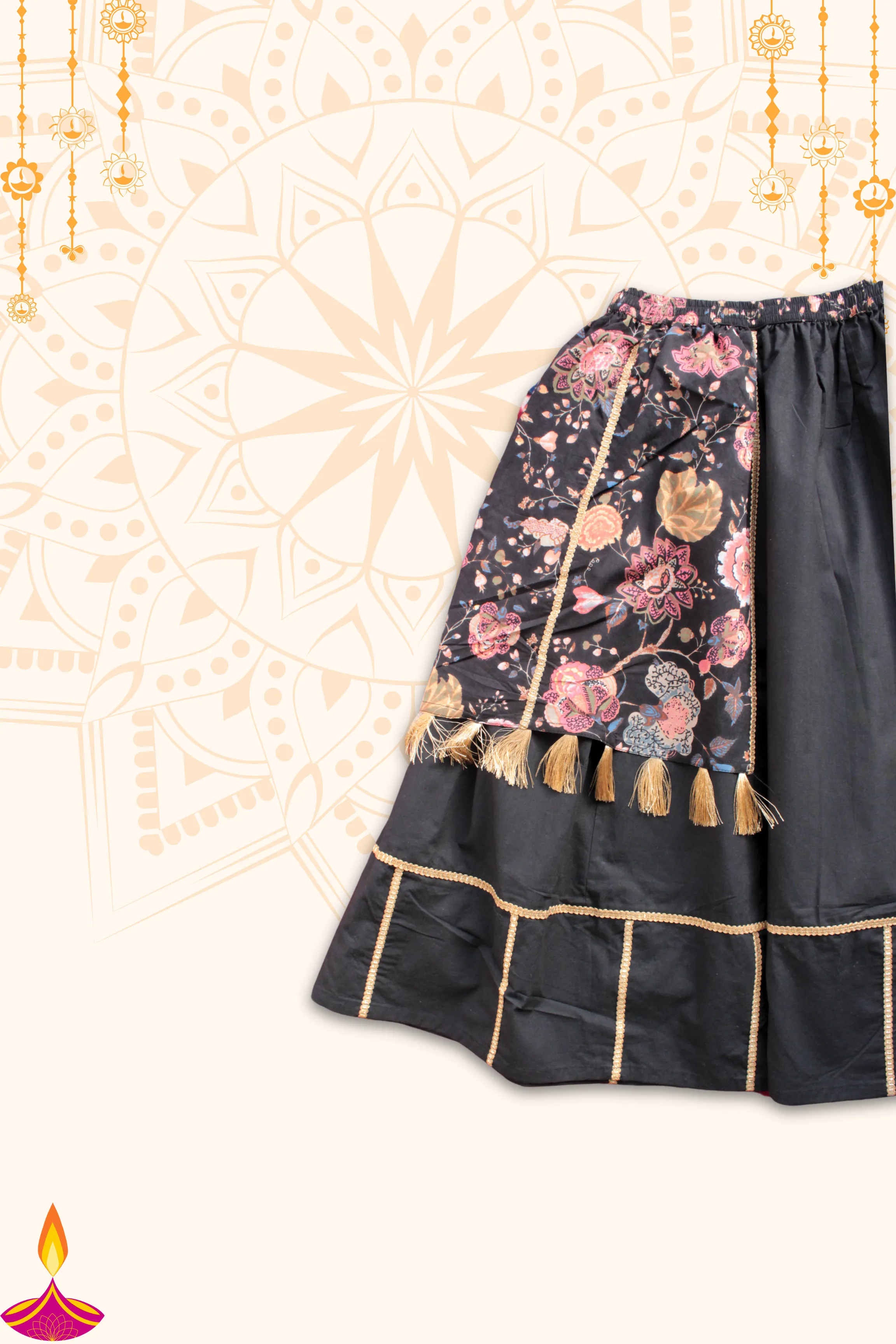 Girls Dholna Pure Cotton Chaniya Choli Ethnic Clothing set - Red