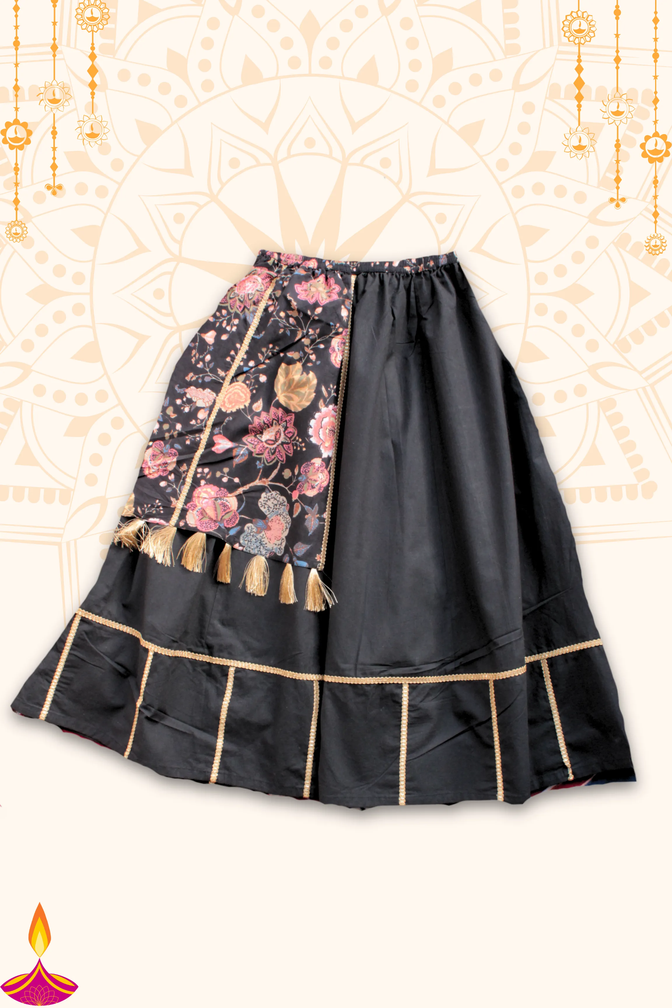 Girls Dholna Pure Cotton Chaniya Choli Ethnic Clothing set - Red