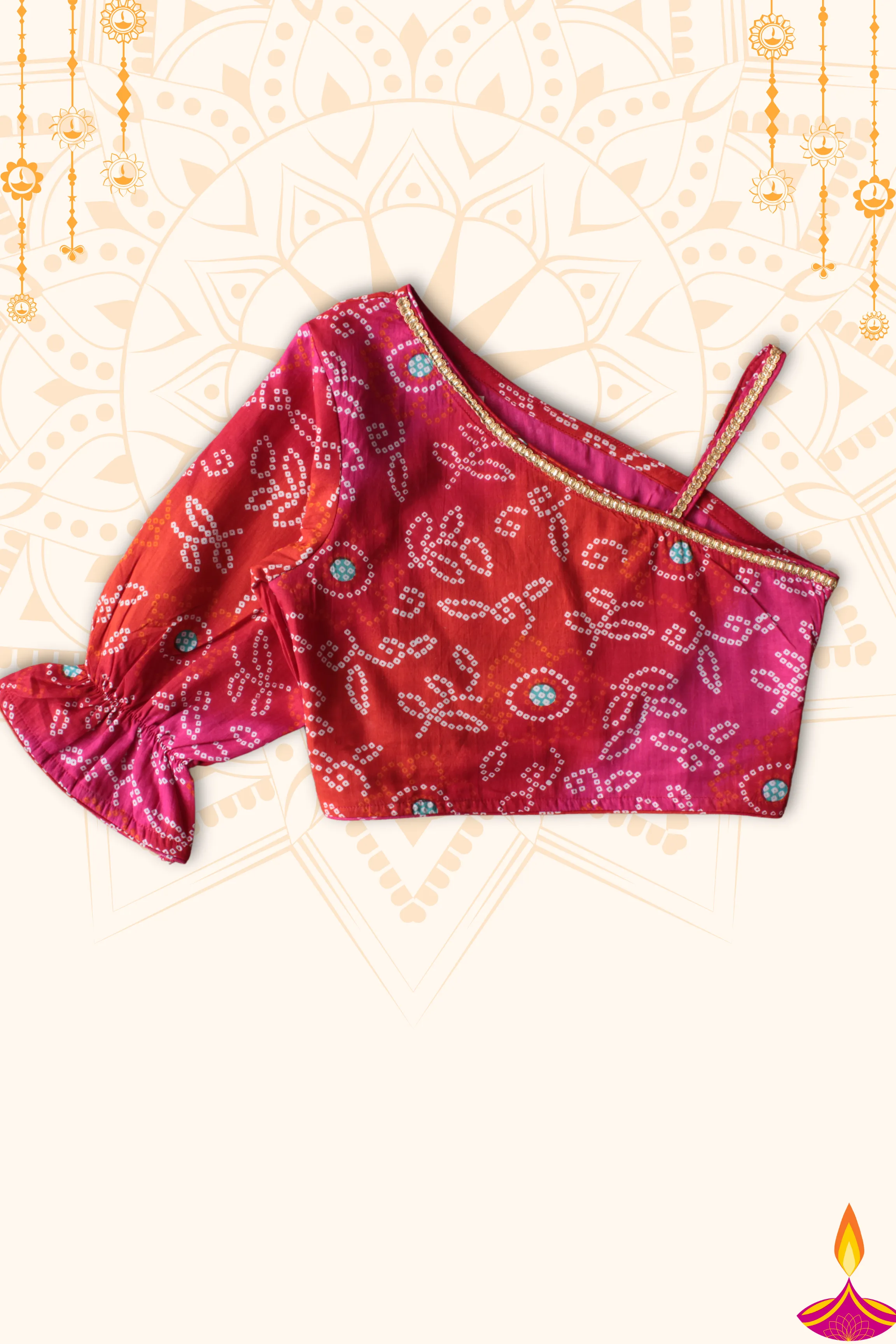 Girls Dholna Pure Cotton Chaniya Choli Ethnic Clothing set - Red
