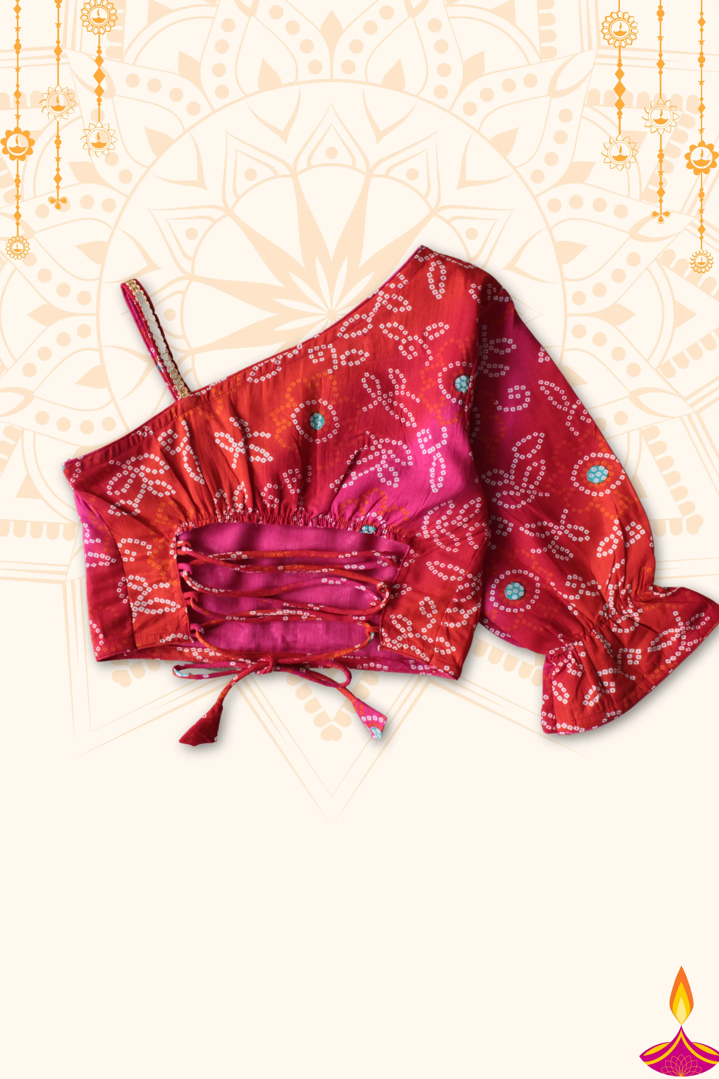 Girls Dholna Pure Cotton Chaniya Choli Ethnic Clothing set - Red