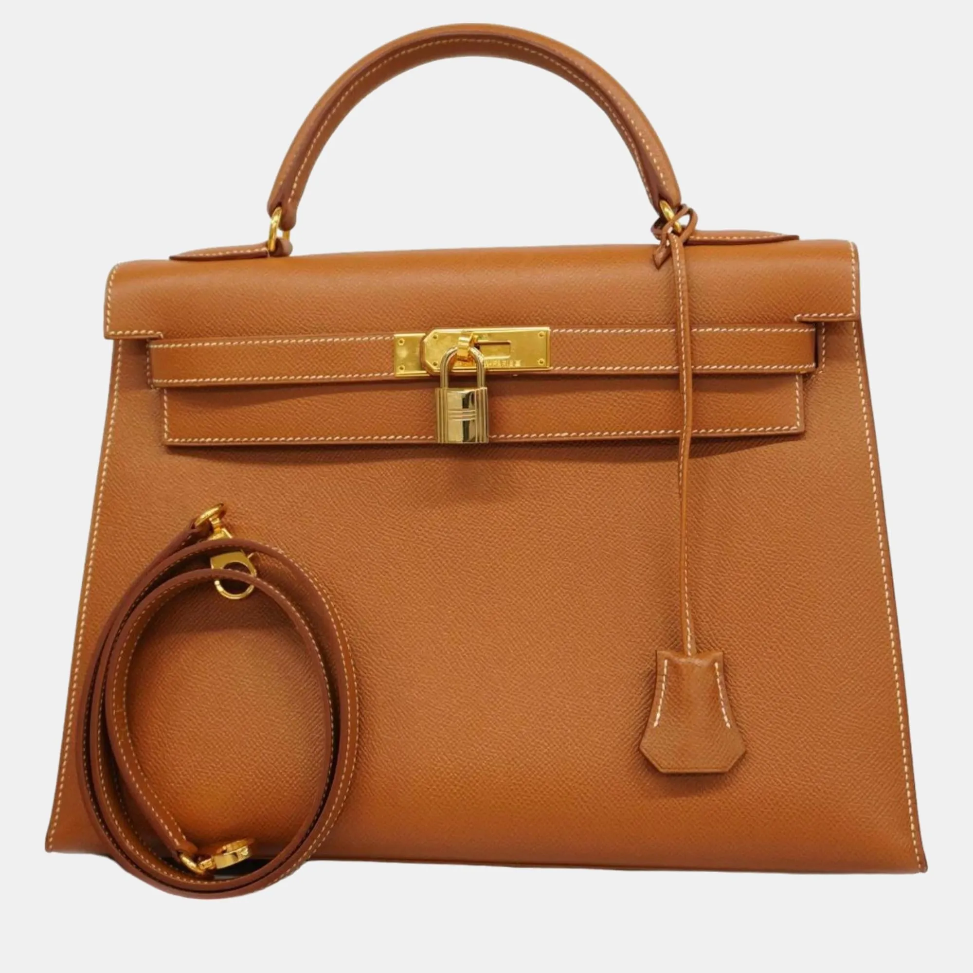 Gold Couchevel Kelly 32 A Engraved Handbag