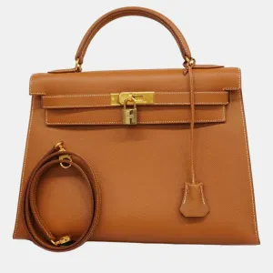 Gold Couchevel Kelly 32 A Engraved Handbag