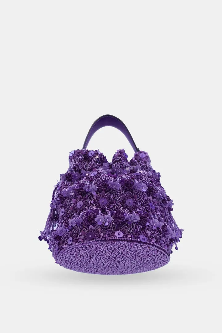 Hand Embroidered  Purple Potli bag With Drawstring