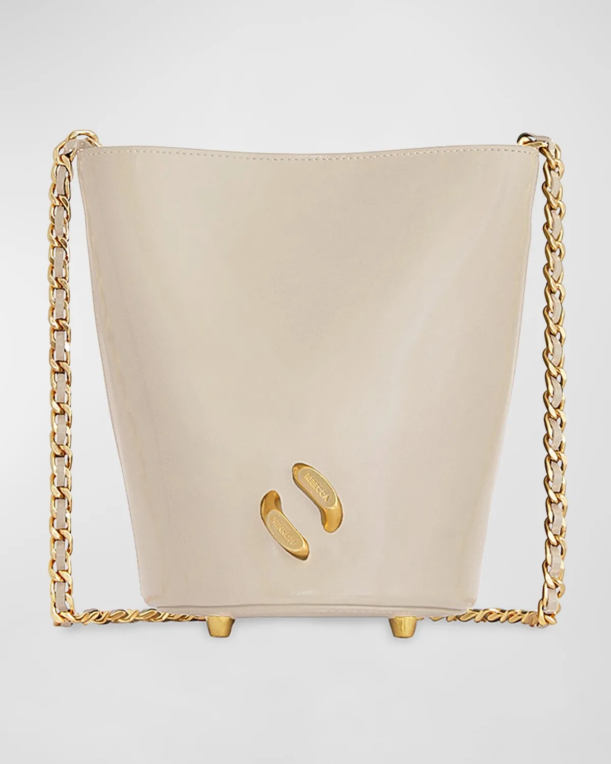 Infinity Chain Leather Bucket Crossbody Bag