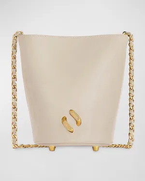 Infinity Chain Leather Bucket Crossbody Bag