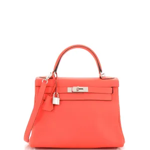 Kelly Handbag Rose Texas Clemence with Palladium Hardware 28