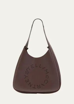 Large Logo Vegan Leather Hobo Bag