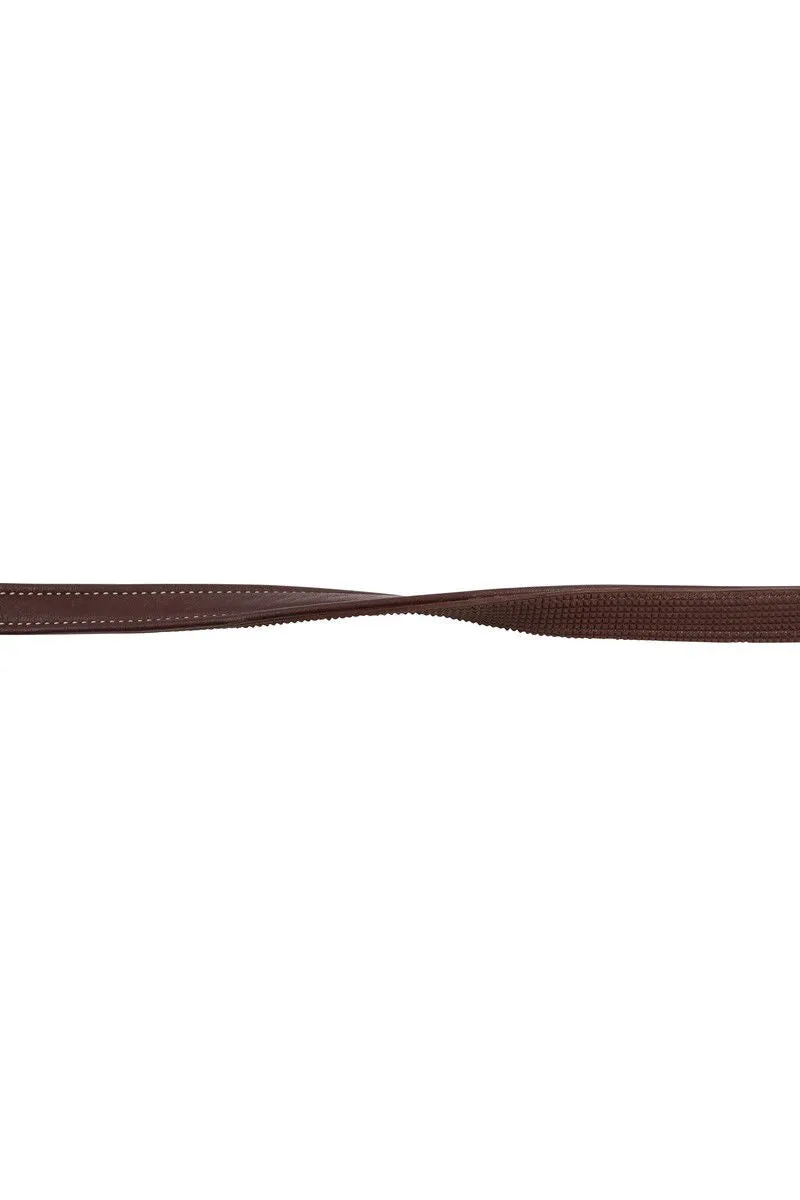 Leather/Rubber Deco Reins French Hooks Organic Tanned - Brown