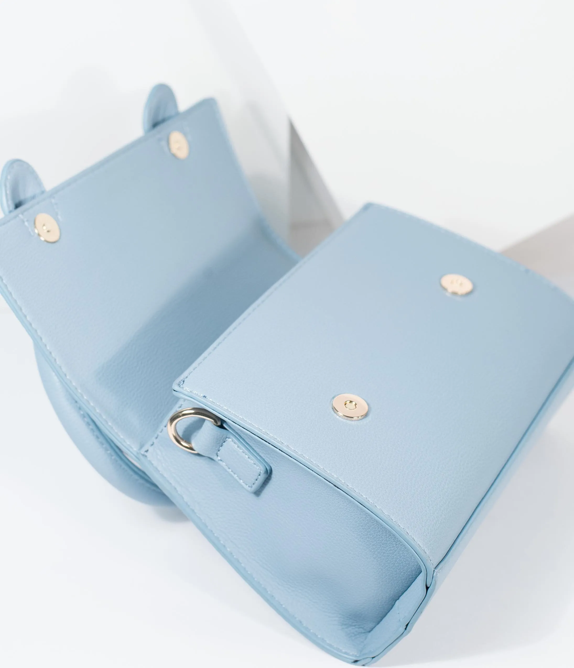 Light Blue Leatherette Structured Purse