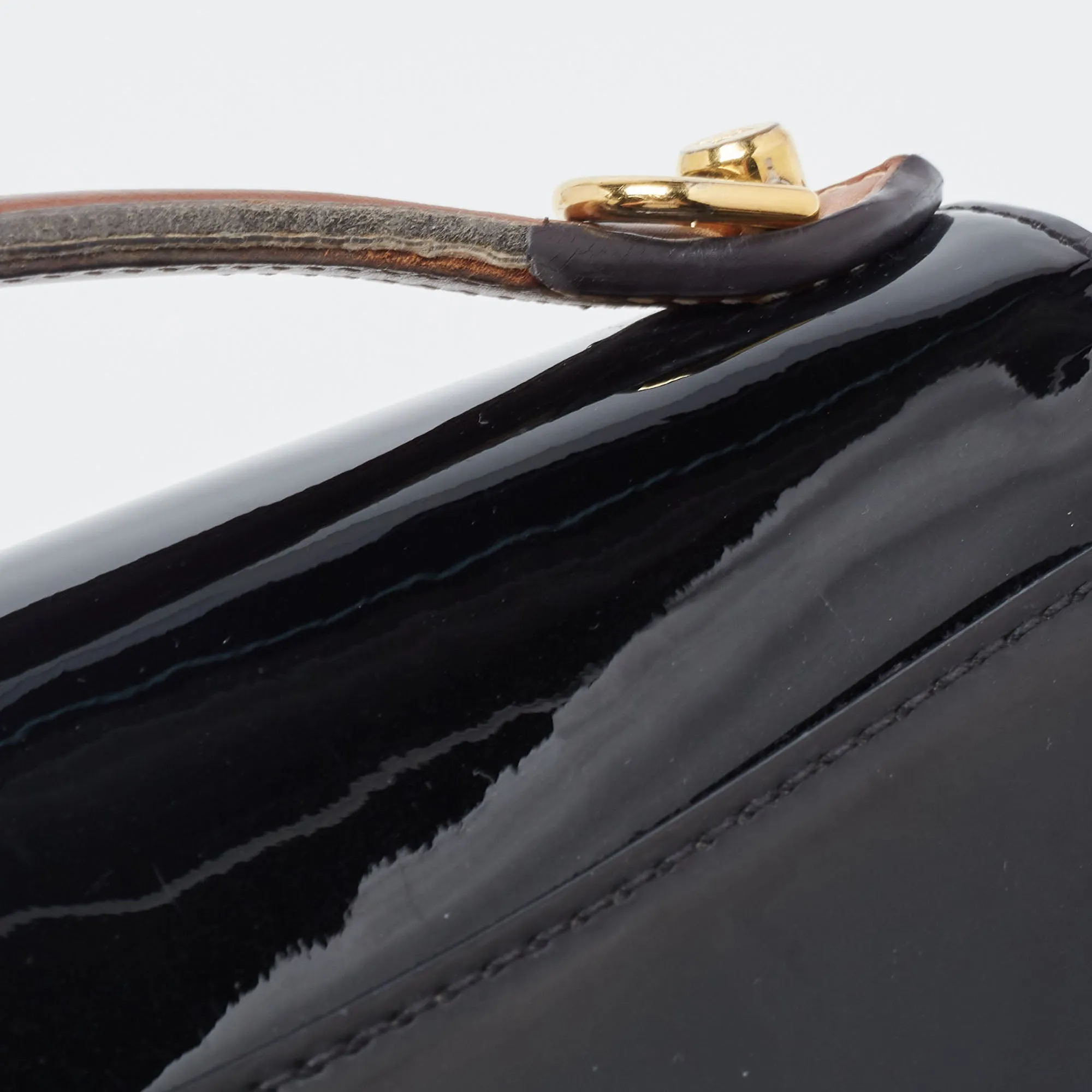 LOUIS VUITTON Black Vernis Leather and Monogram Canvas Cherrywood BB Bag