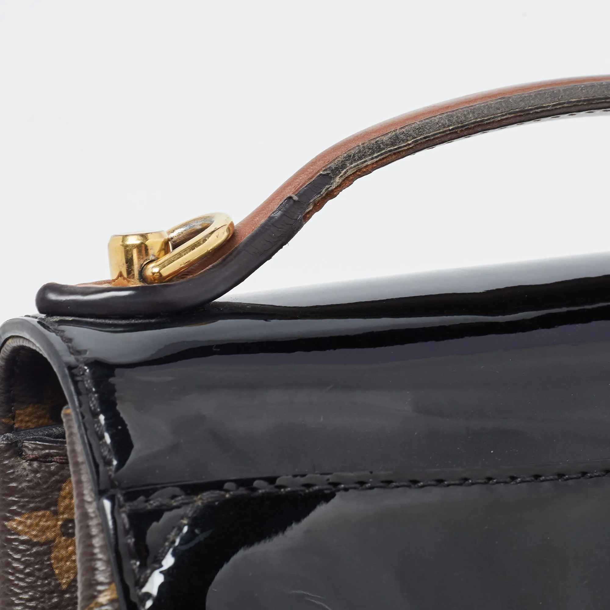 LOUIS VUITTON Black Vernis Leather and Monogram Canvas Cherrywood BB Bag