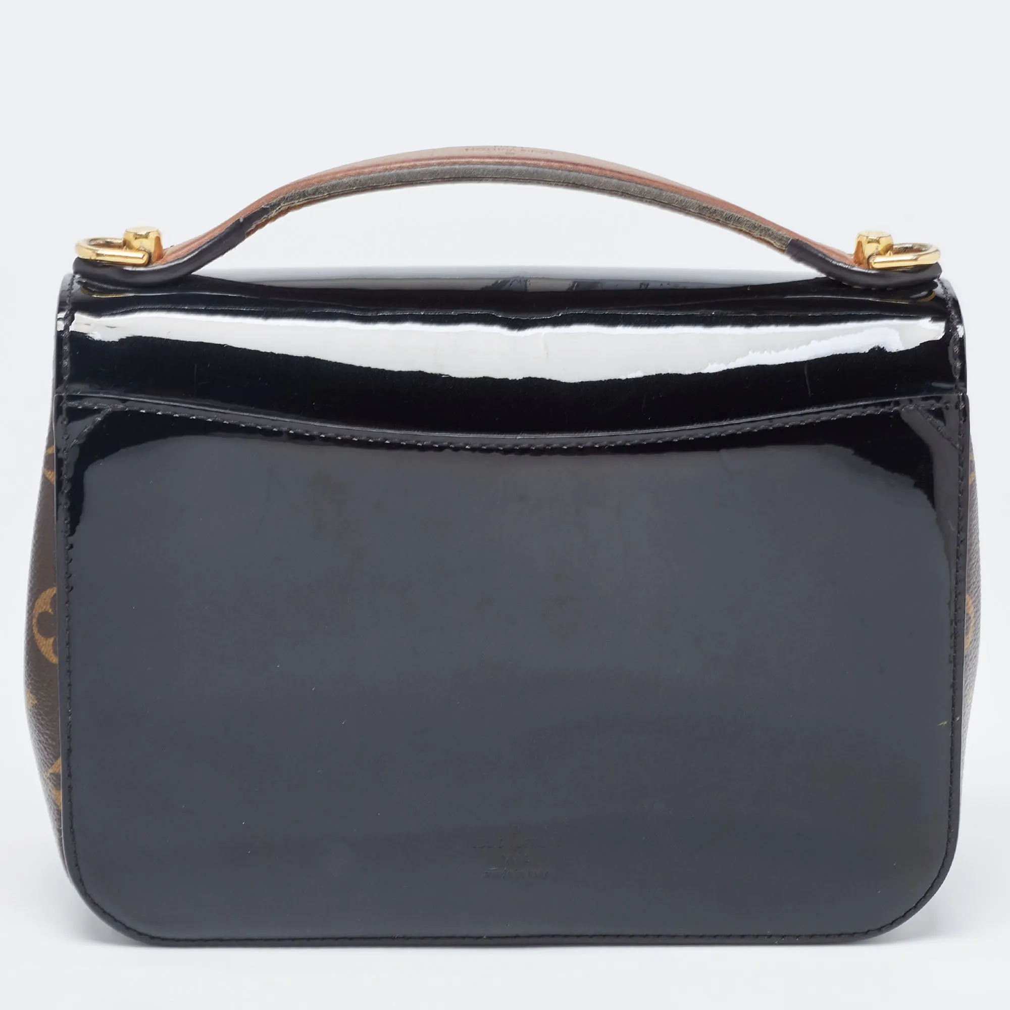 LOUIS VUITTON Black Vernis Leather and Monogram Canvas Cherrywood BB Bag
