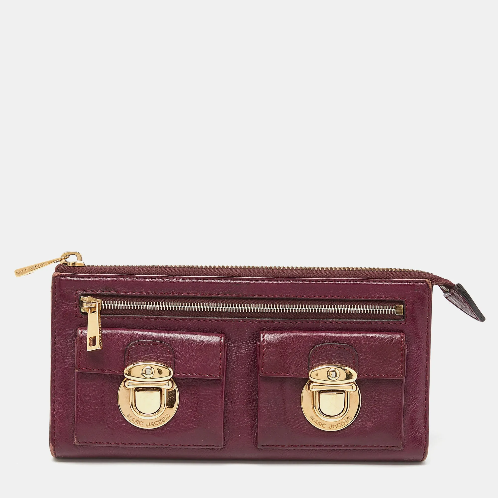 Magenta Leather Zip Continental Wallet