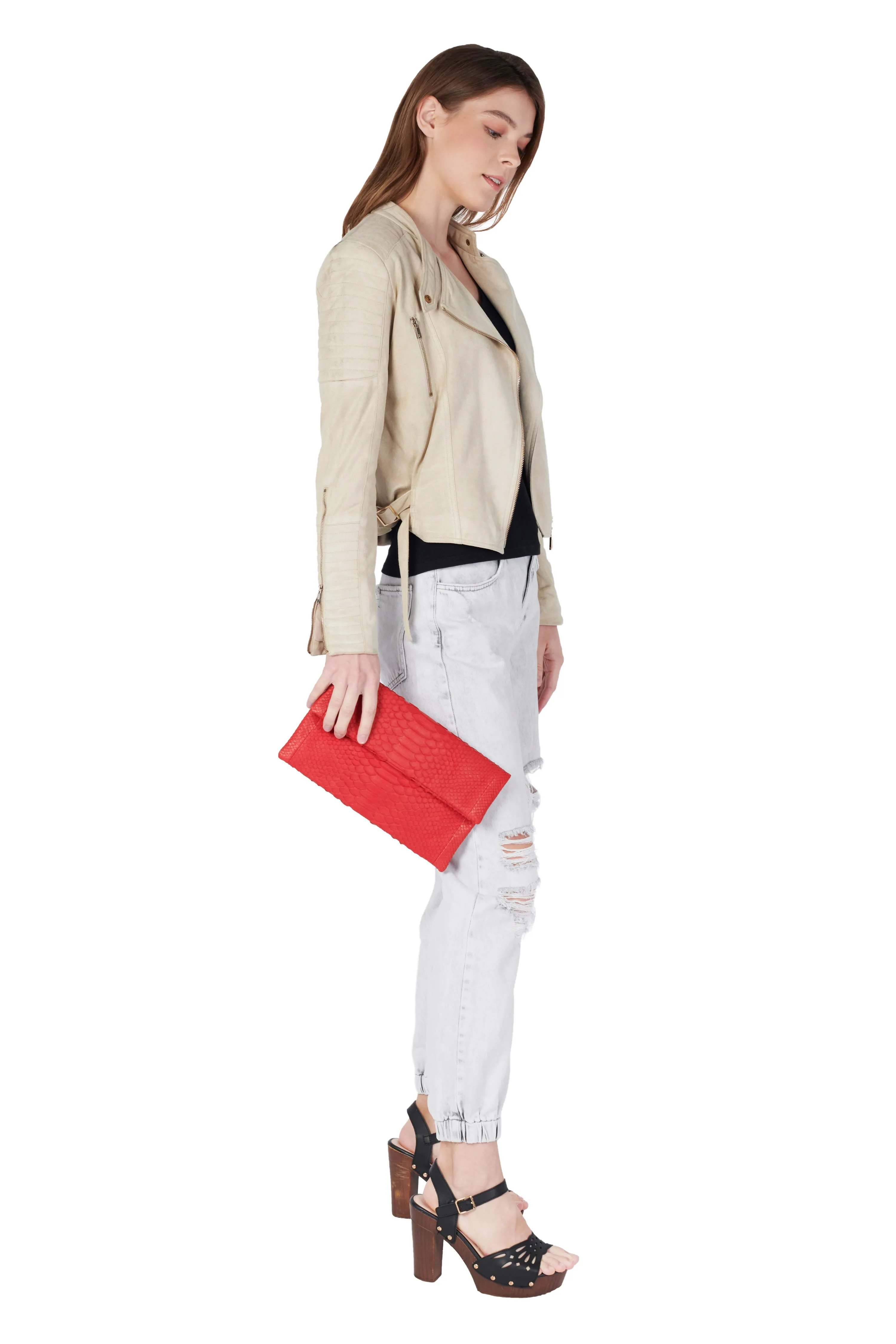 Mandalay Scarlet Foldover Clutch