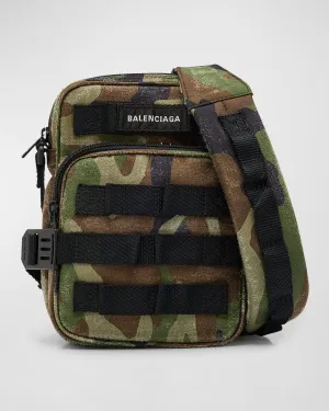 Men's Army Camo-Print Crossbody Messenger Bag