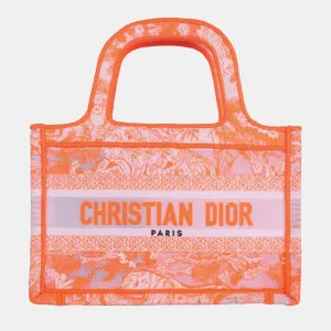 Neon Orange Canvas Mini Book Tote Bag