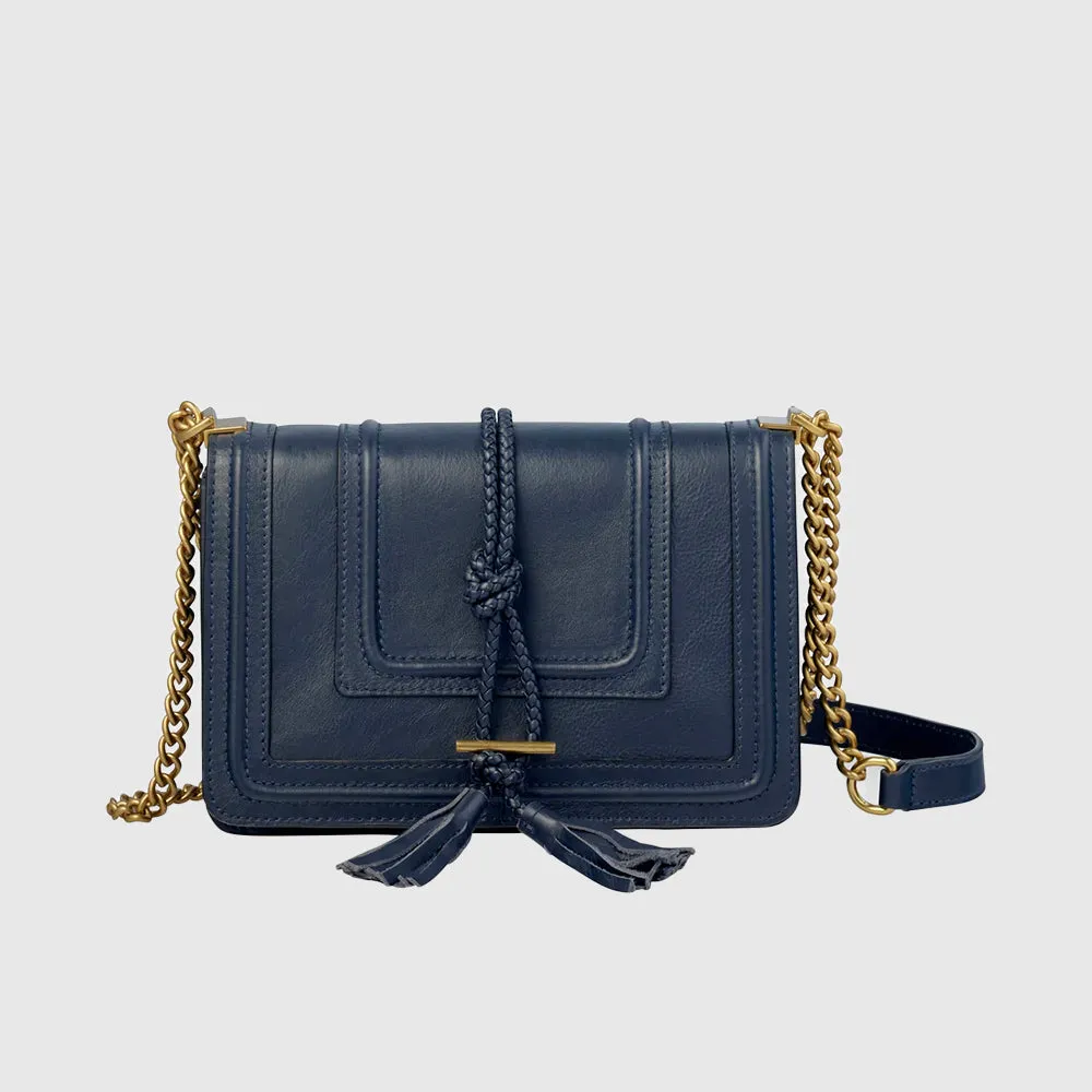 NIkki Williams - Beau navy Leather Cross Body Handbag