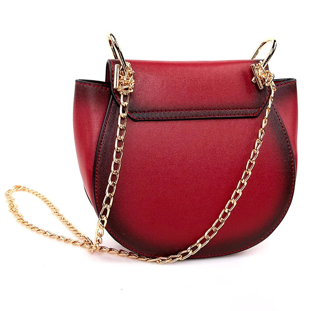 OH Fashion Crossbody Bag Saddle Handbag USA Nights, Red Wine