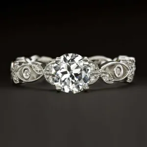OLD EUROPEAN CUT DIAMOND ENGAGEMENT RING 0.73c GIA CERTIFIED H SI1 VINTAGE STYLE