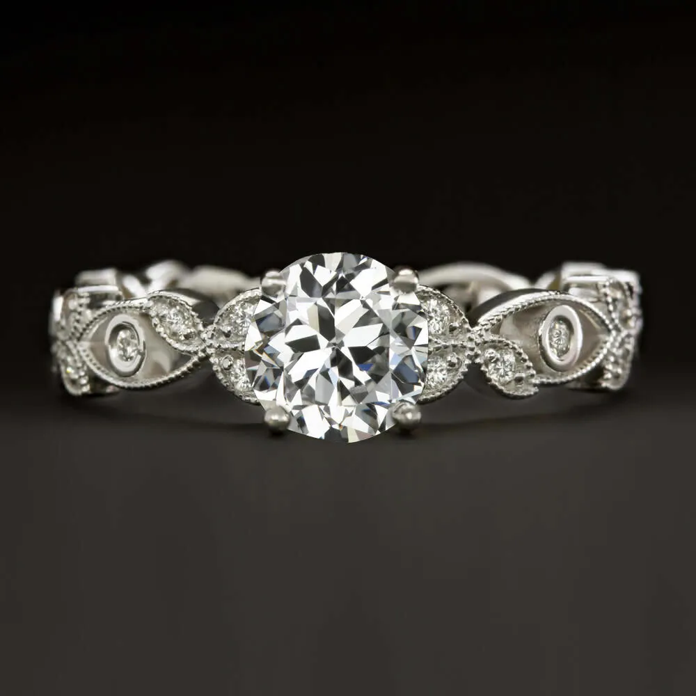 OLD EUROPEAN CUT DIAMOND ENGAGEMENT RING 0.73c GIA CERTIFIED H SI1 VINTAGE STYLE