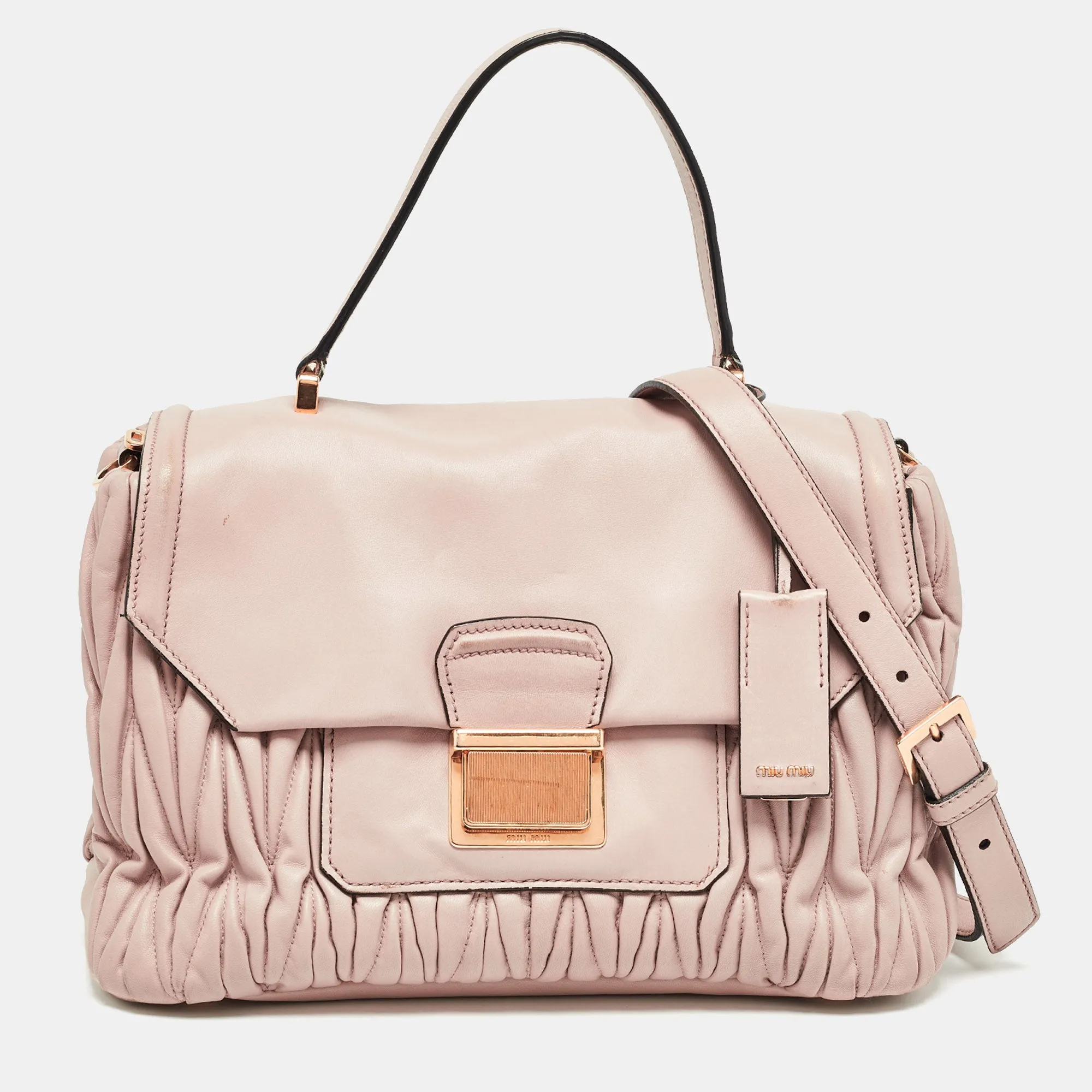 Old Rose Matelass&eacute; Leather Top Handle Bag