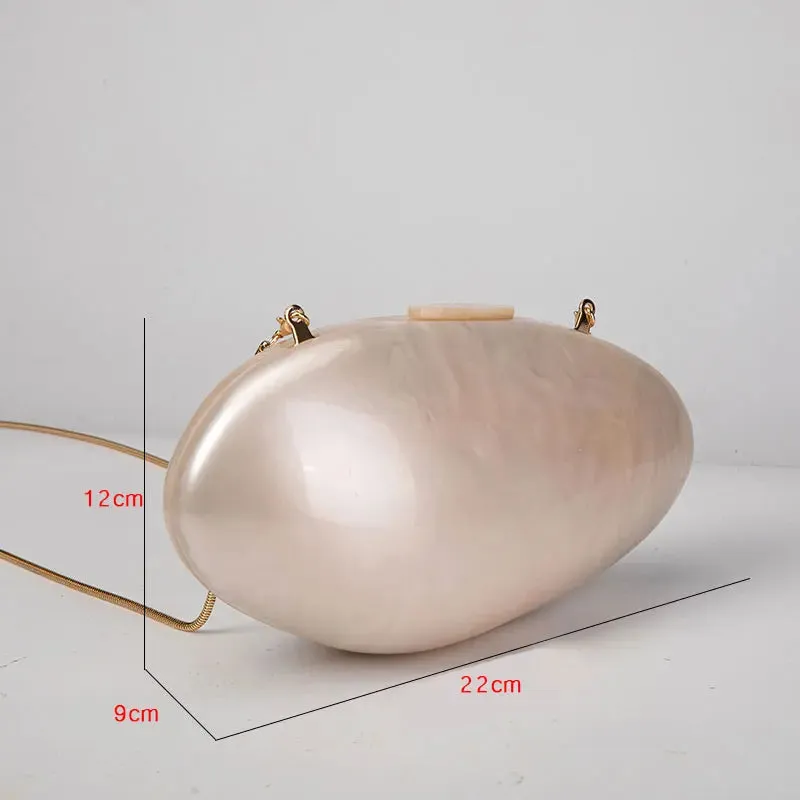 Pearlescent Shell-Shaped Clutch for Weddings and Parties