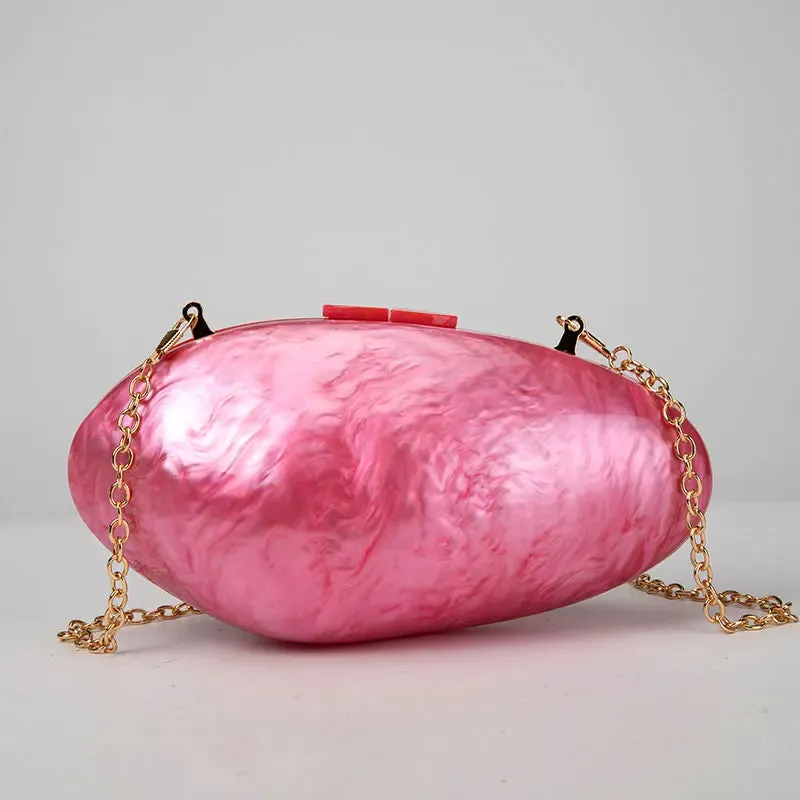 Pearlescent Shell-Shaped Clutch for Weddings and Parties
