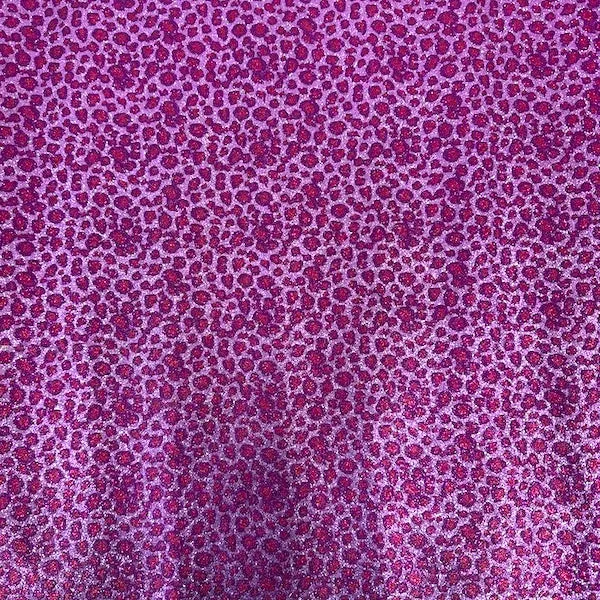 Purple | Fuchsia Leopard Print Glitter Canvas Vinyl Fabric