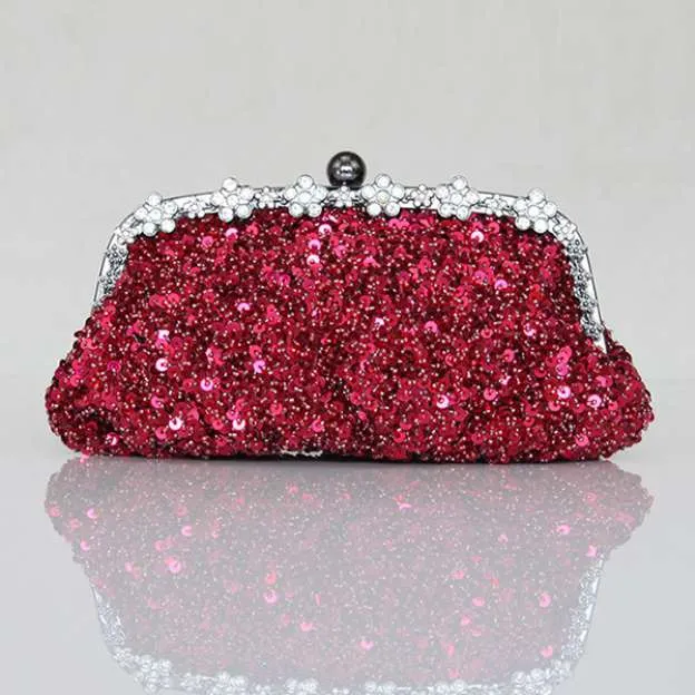 Sequin With Crystal/ Rhinestone Chain Shoulder Bags