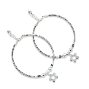 Silver Classy Vibrant Floral Design Girls Bracelets