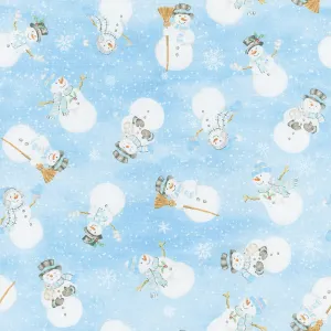 Snow Valley - Tossed Snowmen Dark Blue Yardage