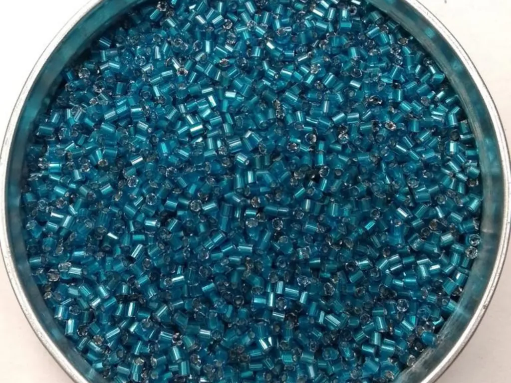 Teal Blue Silverline 2 Cut Glass Seed Beads- 2 mm